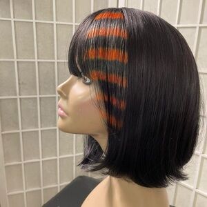 Orange and black striped hair extension